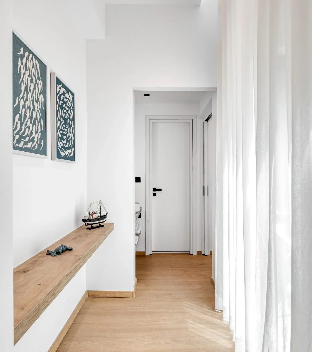 Nautical interior detail in a bright hallway at Dock 38