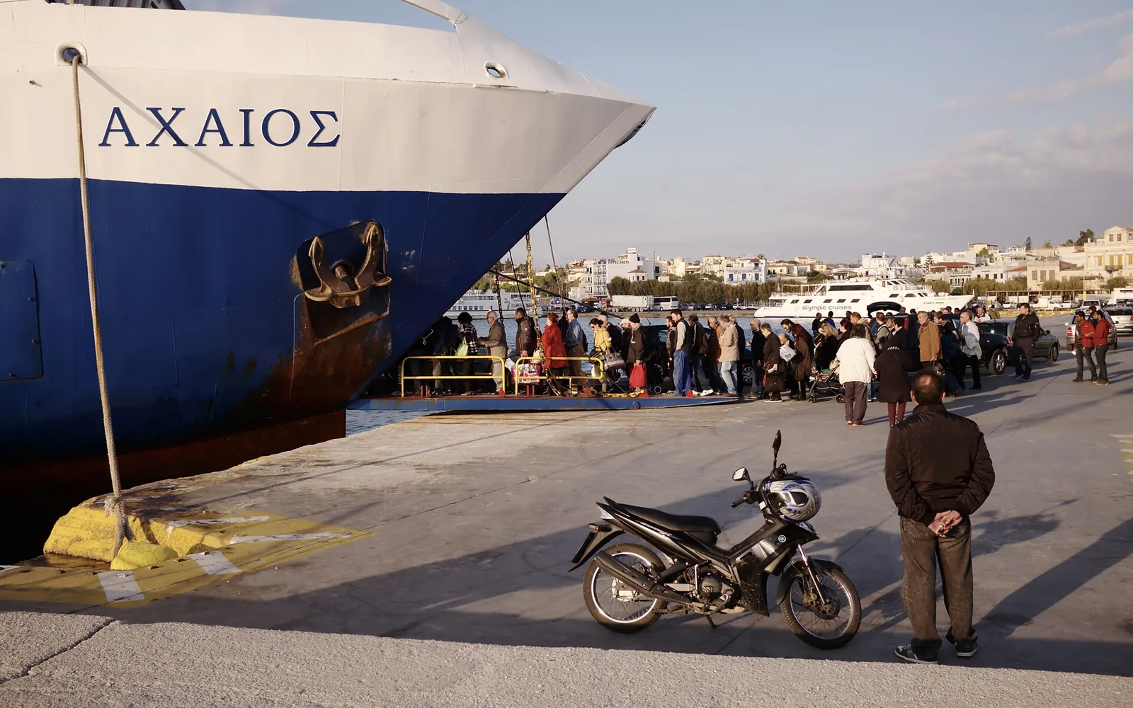 Ferry and waterfront activity at Aegina Port