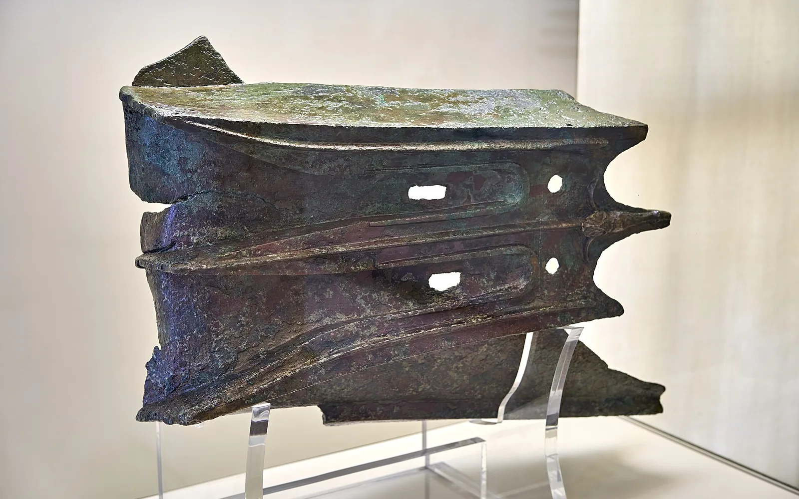 Ancient Greek warship ram displayed at the Archaeological Museum of Piraeus