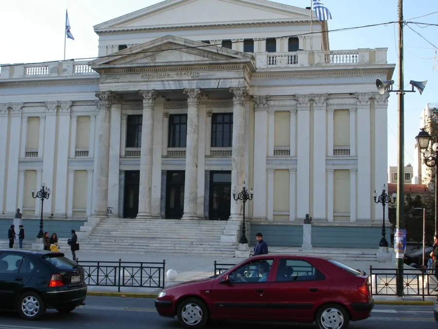 Neoclassical facade of the Municipal Theatre of Piraeus