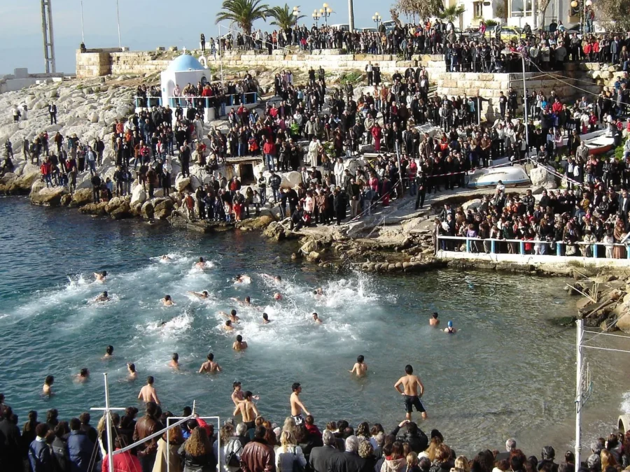 Rocky Peiraiki coastline during the Epiphany gathering
